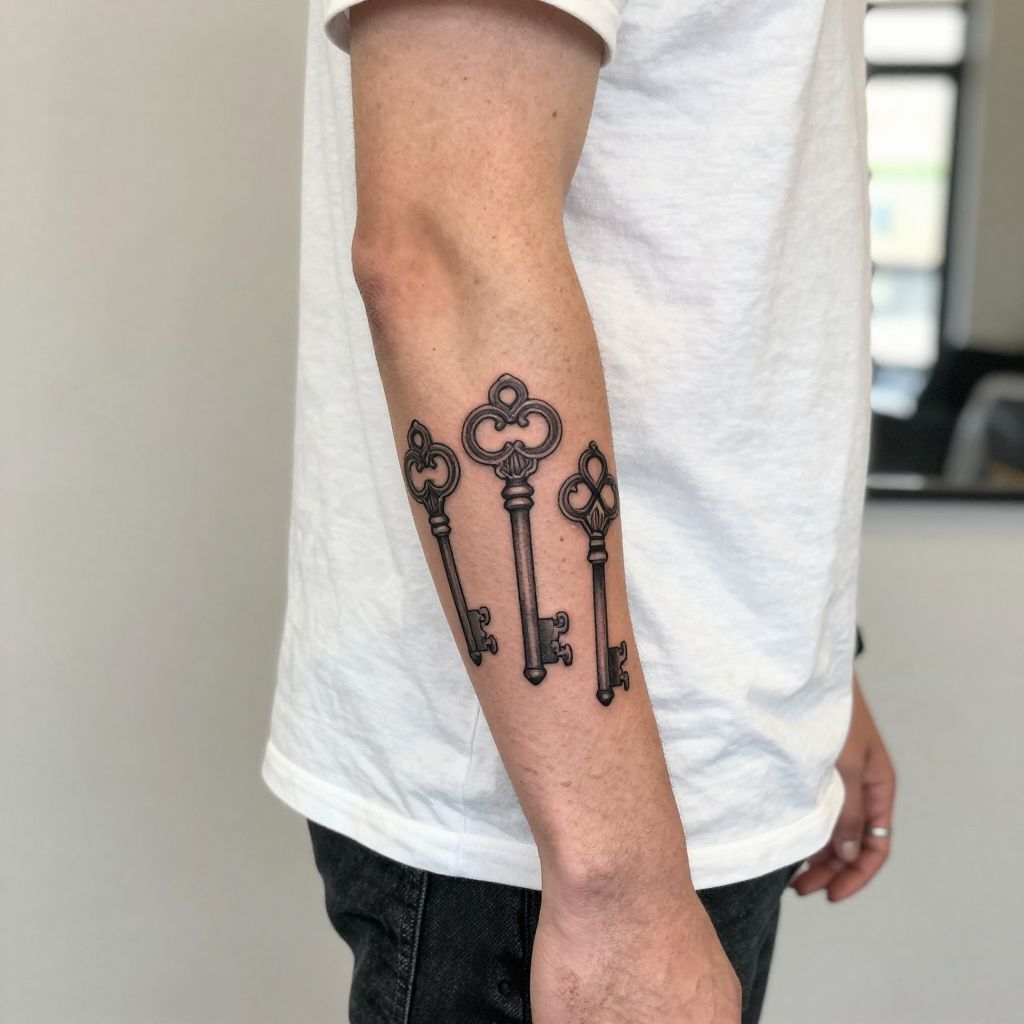 Trio of Vintage Keys Tattoo