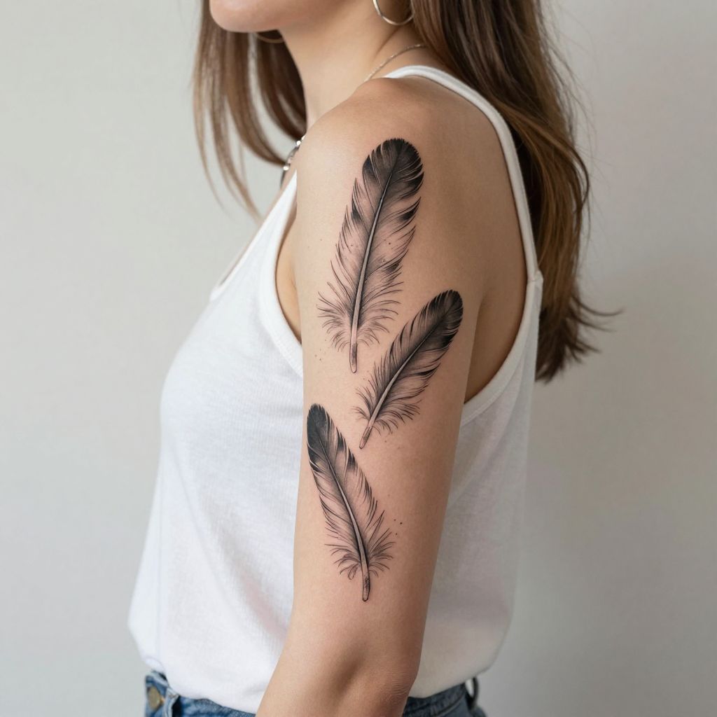 Trio of Feathers Tattoo