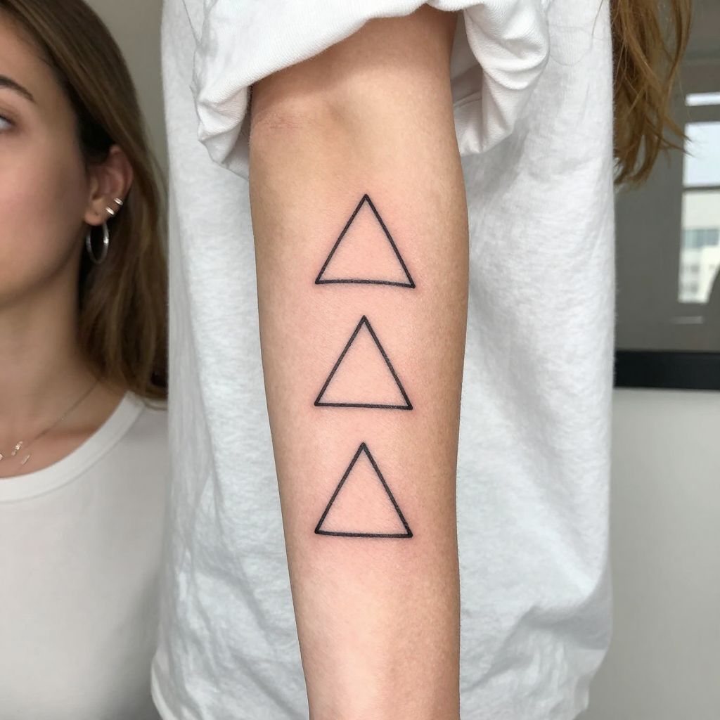 Three Minimalist Triangles Tattoo