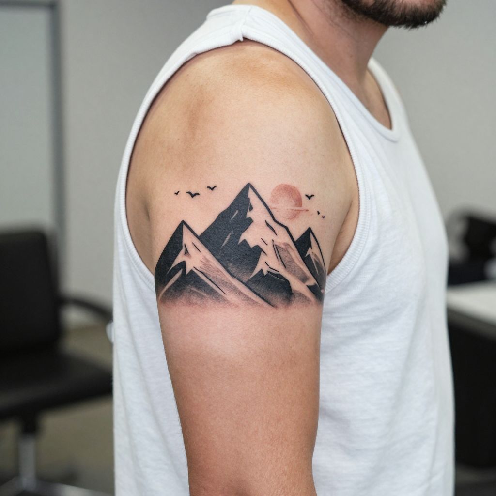 Three Geometric Mountains Trio Tattoo