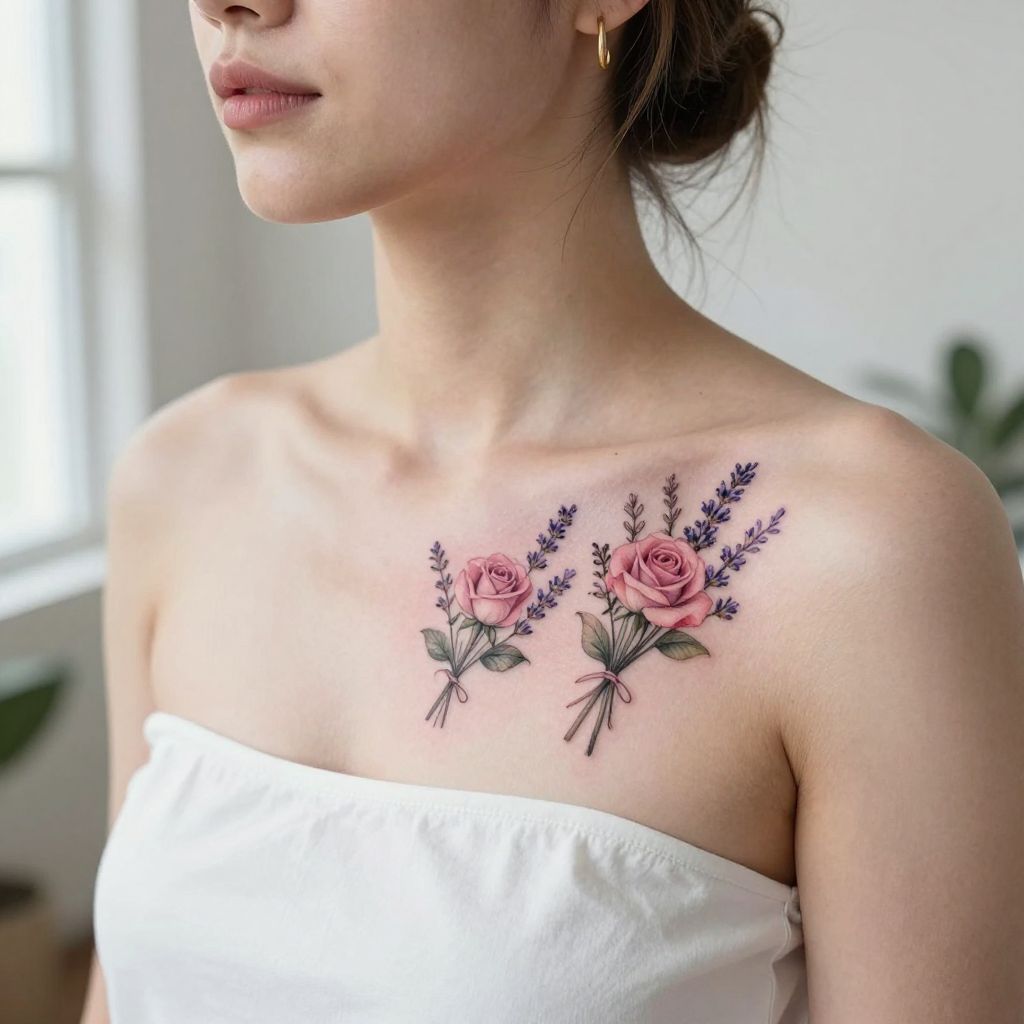 Trio of Tiny Floral Bouquets Tattoo