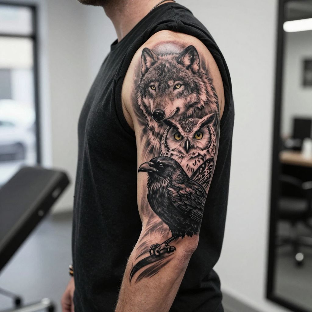 Three Symbolic Animals Trio Tattoo