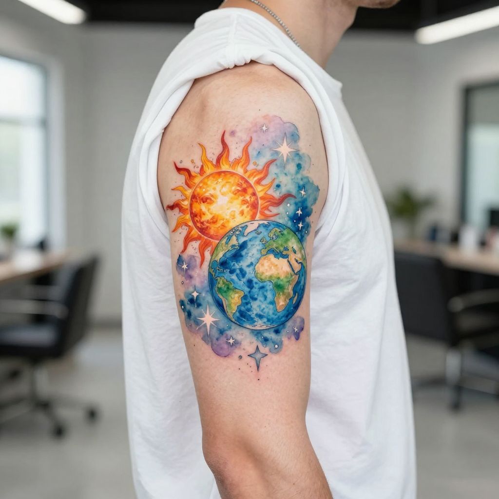 Trio of Celestial Bodies Tattoo