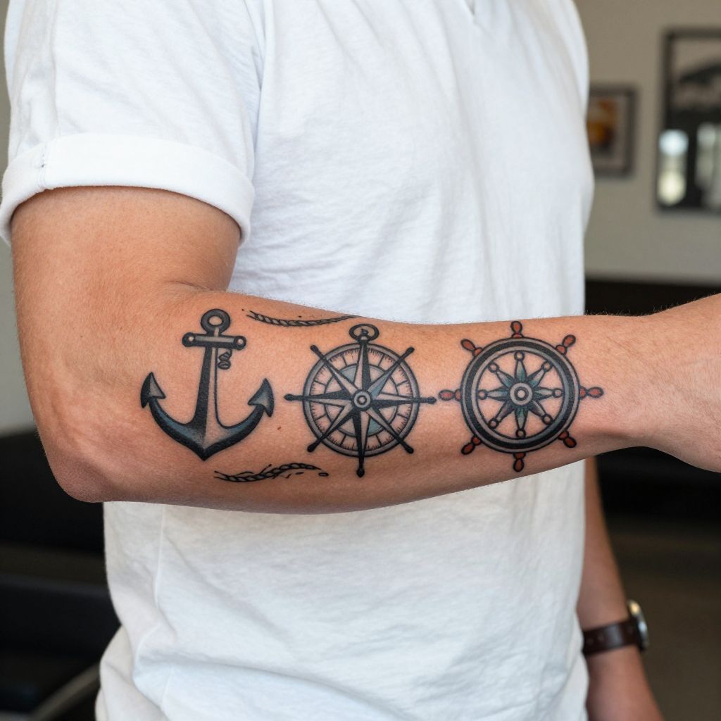 Trio of Nautical Symbols Tattoo