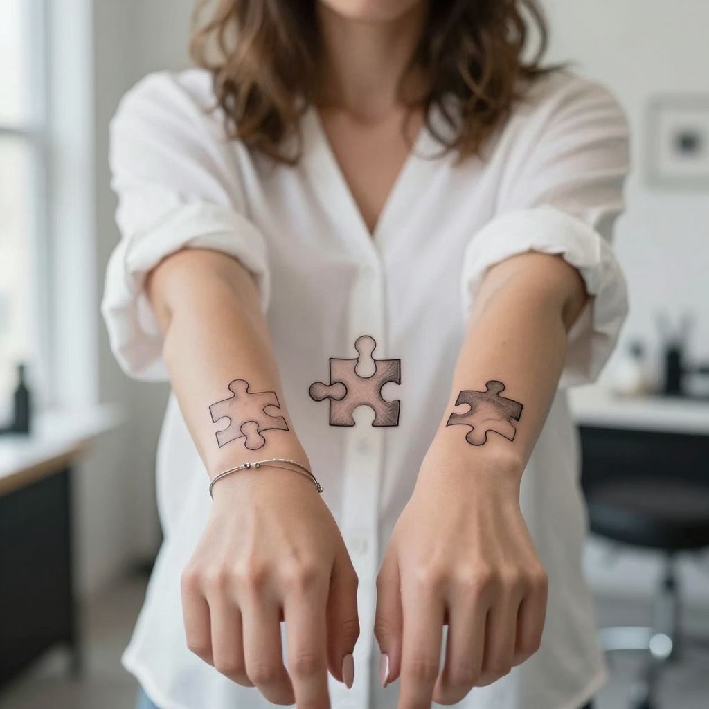 Three Puzzle Pieces Trio Tattoo