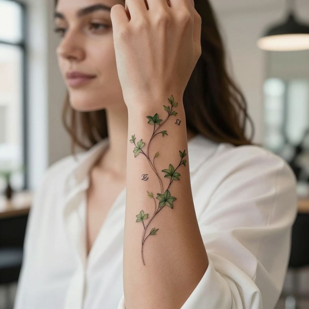 Delicate Ivy Vine Climbing the Wrist