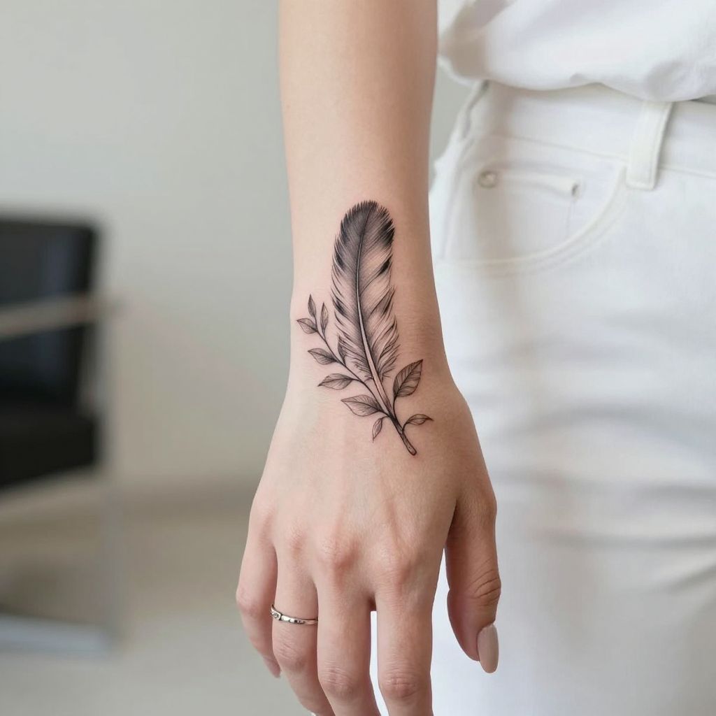 Vine and Feather Combo on the Side of the Hand