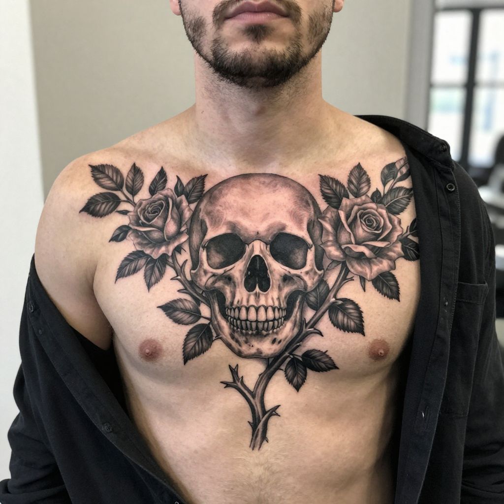 Vine and Skull Fusion on the Chest