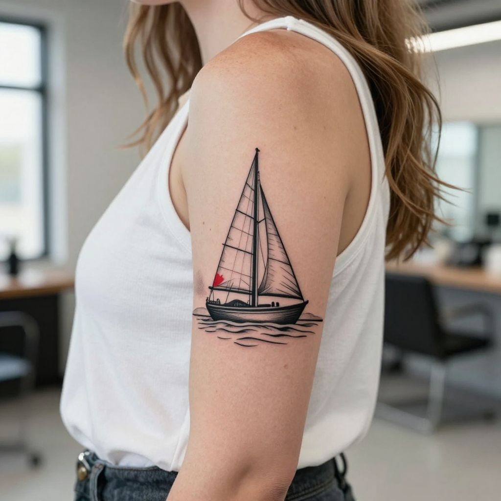Sailboat on Open Water water tattoo idea