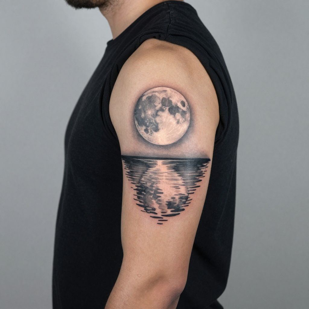 Moonlit Water Reflection water tattoo idea