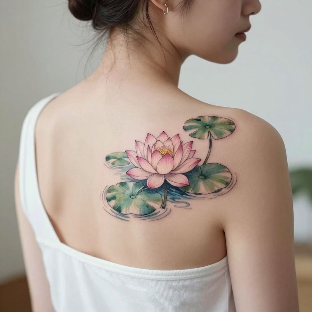 Water Lily Pond Scene water tattoo idea