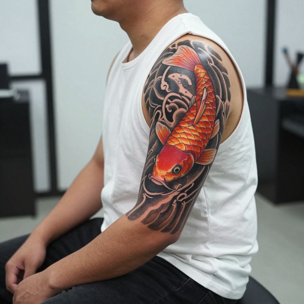 Koi Fish in Rippling Water water tattoo idea