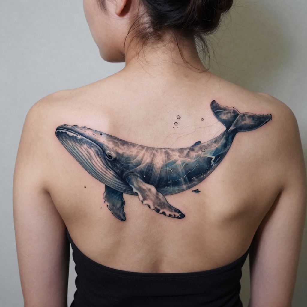 Whale and Deep Sea Scene water tattoo idea