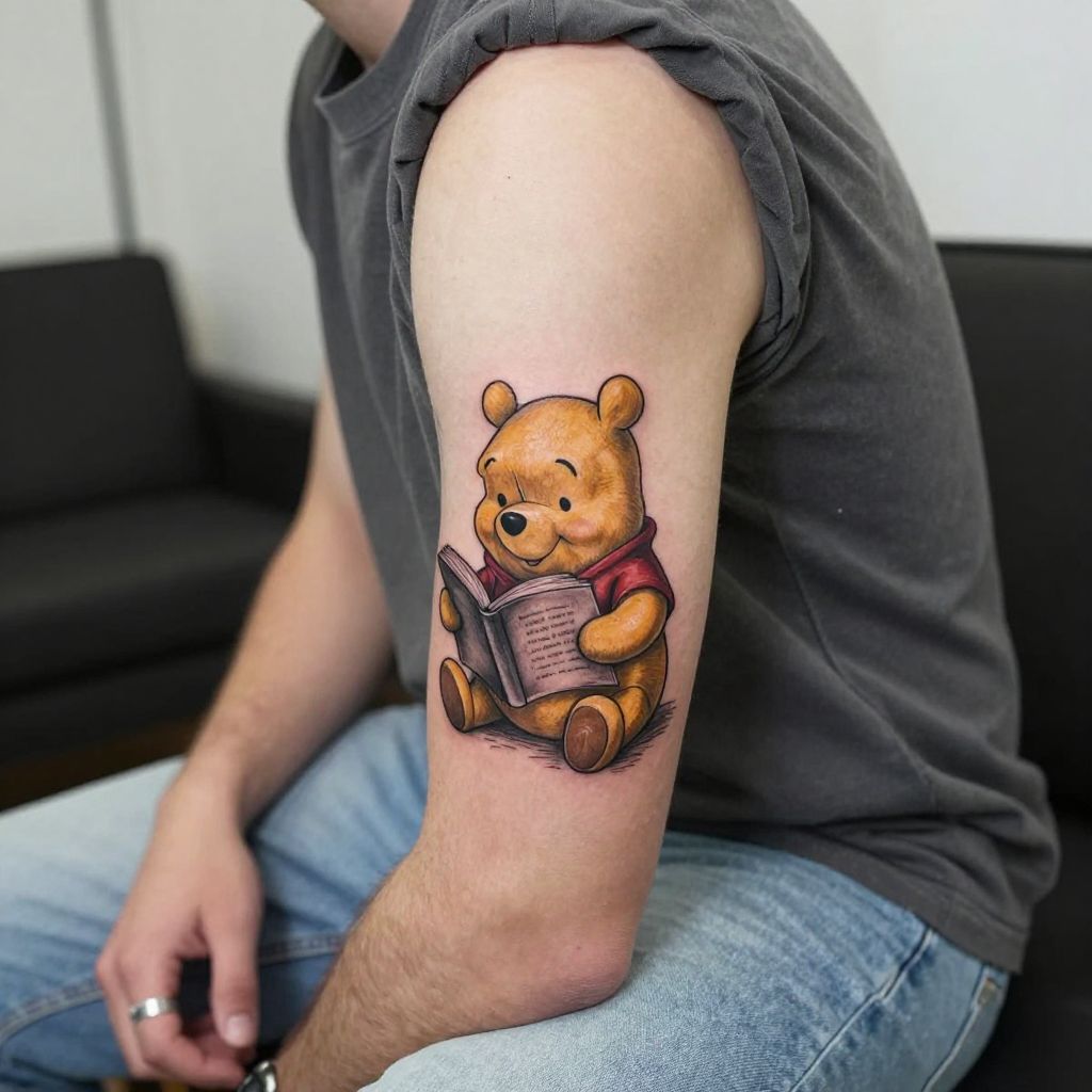 Winnie the Pooh tattoo ideas - Pooh Reading A Book