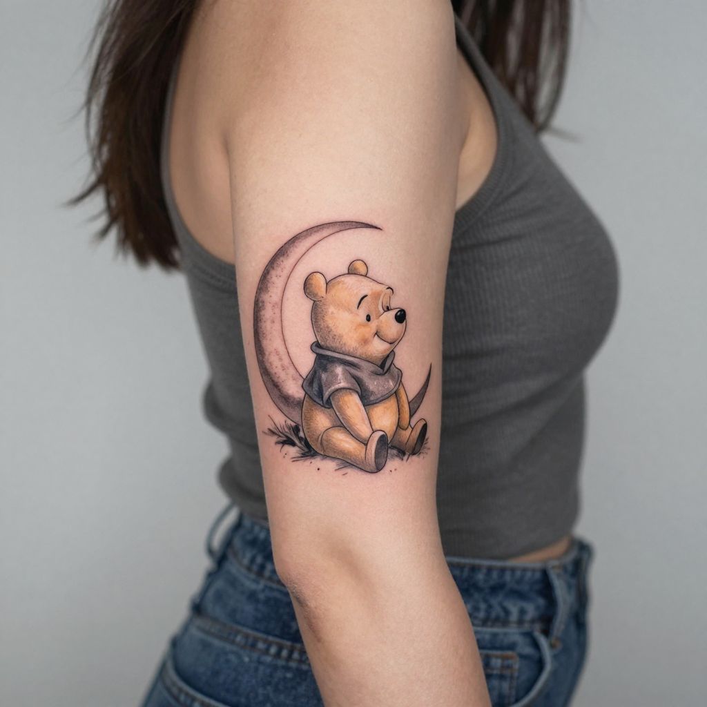 Winnie the Pooh tattoo ideas - Pooh Sitting Beneath The Moon