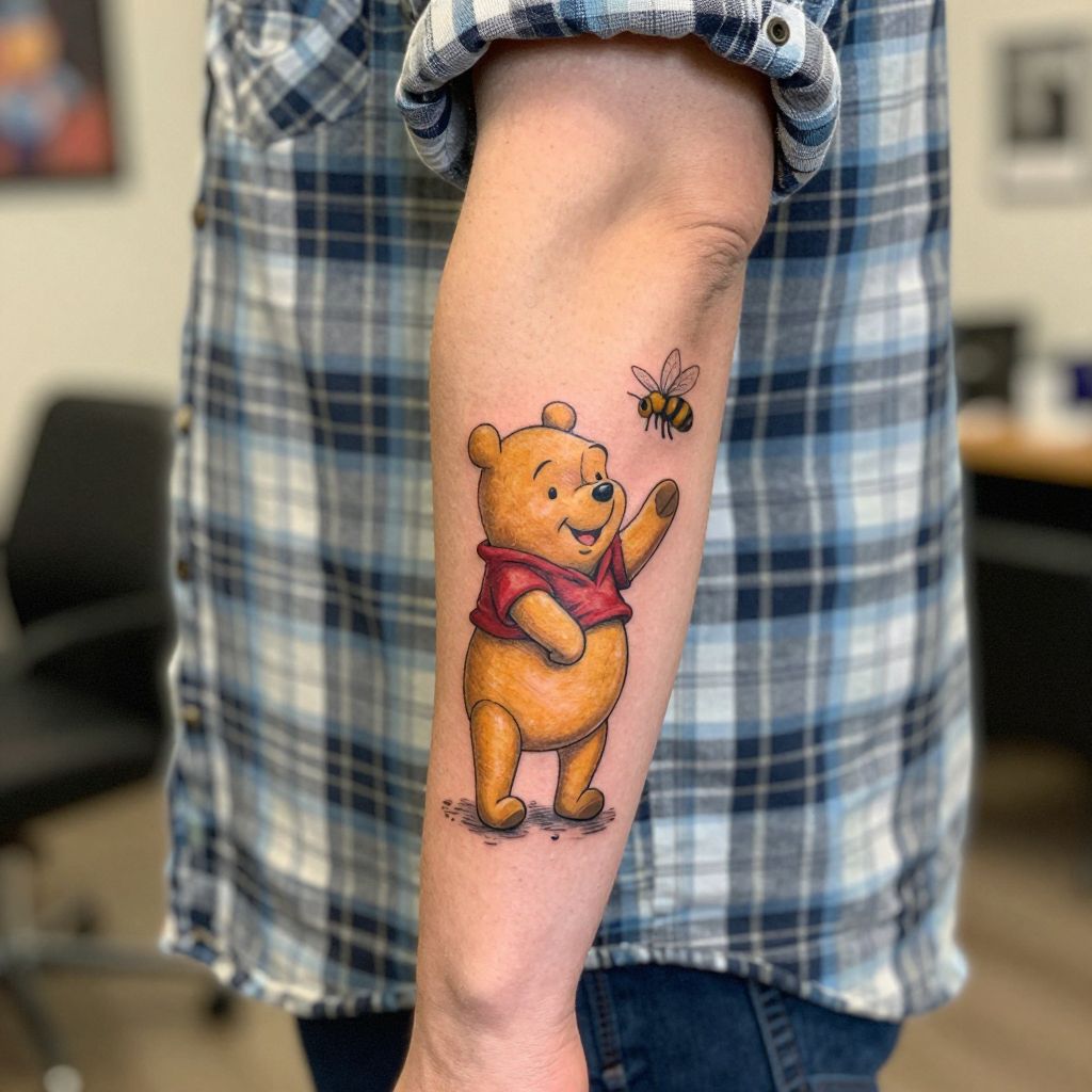 Winnie the Pooh tattoo ideas - Pooh With A Single Honey Bee
