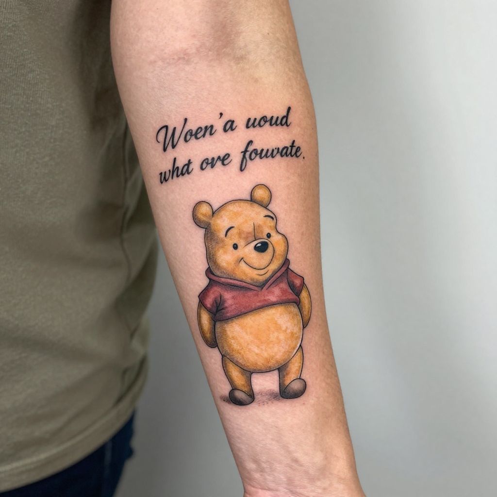 Winnie the Pooh tattoo ideas - Pooh With A Favorite Quote