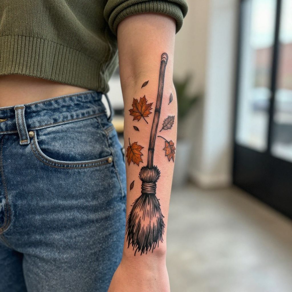 Witch’s Broom with Falling Leaves