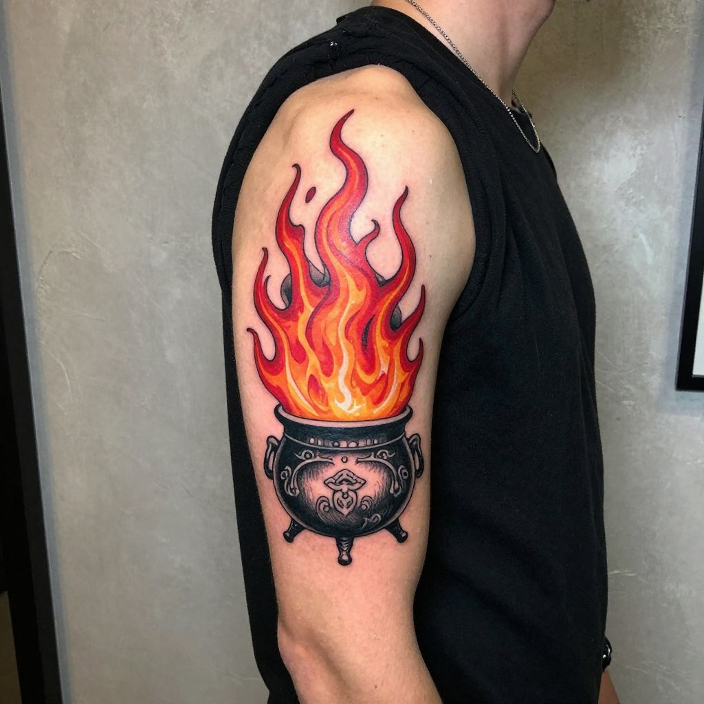 Cauldron Brew with Rising Flames