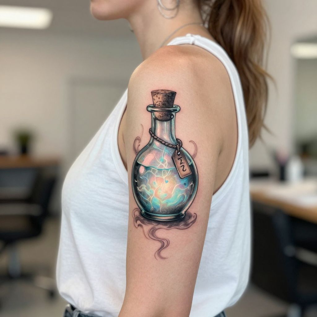 Vintage Potion Bottle with Enchanting Glow