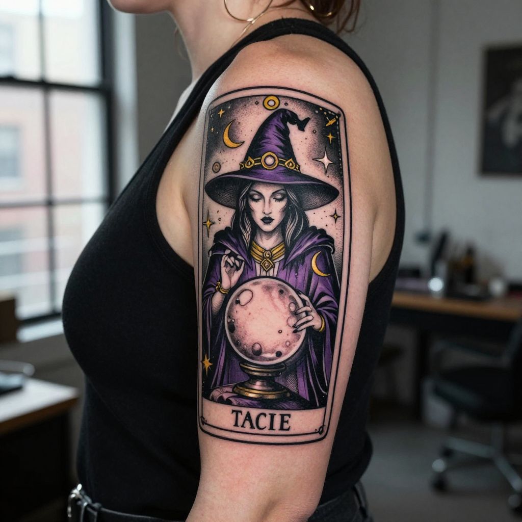 Tarot Card Style Witch with Crystal Ball