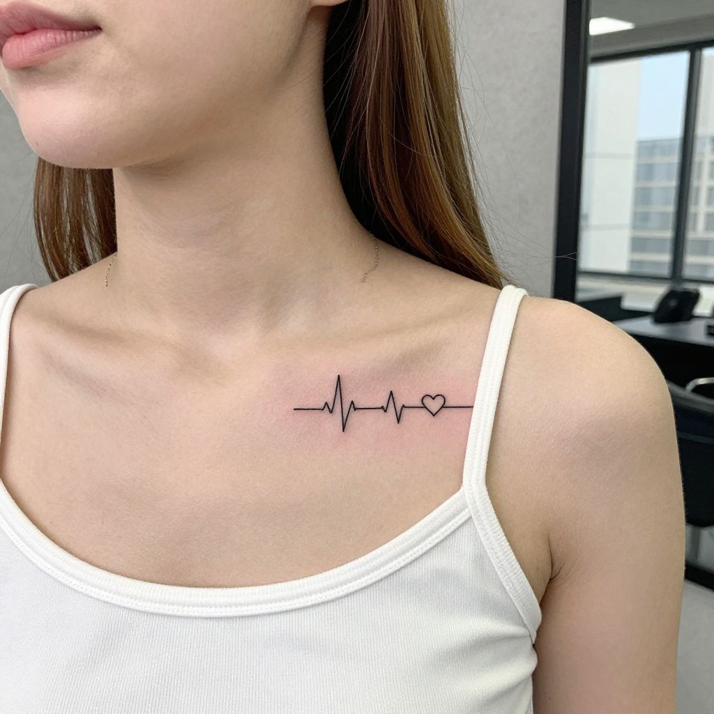 Small Heartbeat Line on Collarbone