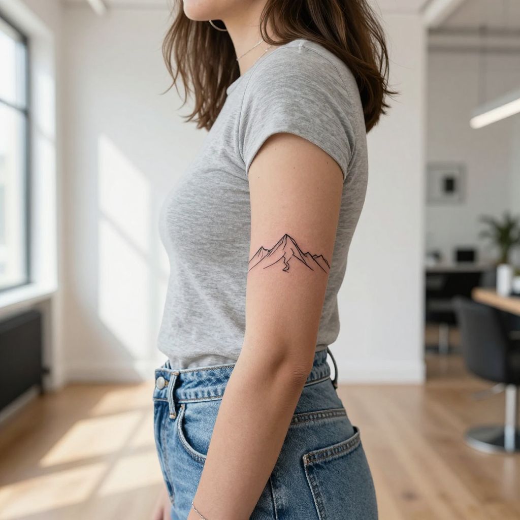 Minimalist Mountain Range on Forearm