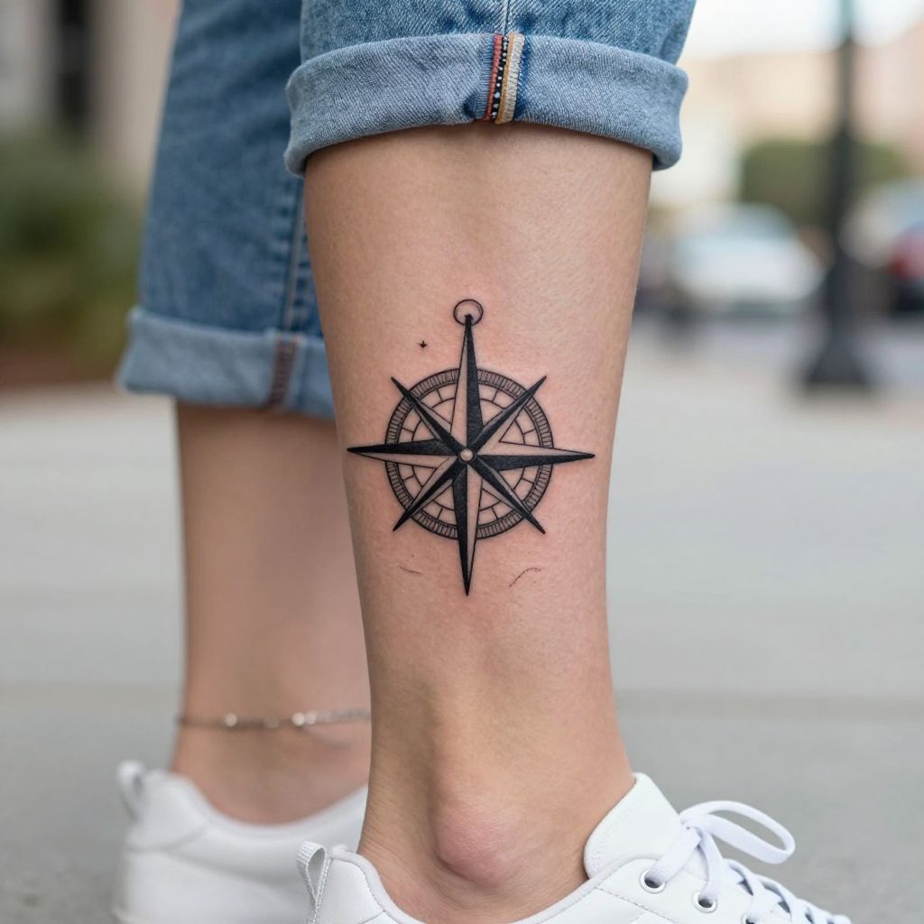 Small Nautical Compass on Ankle
