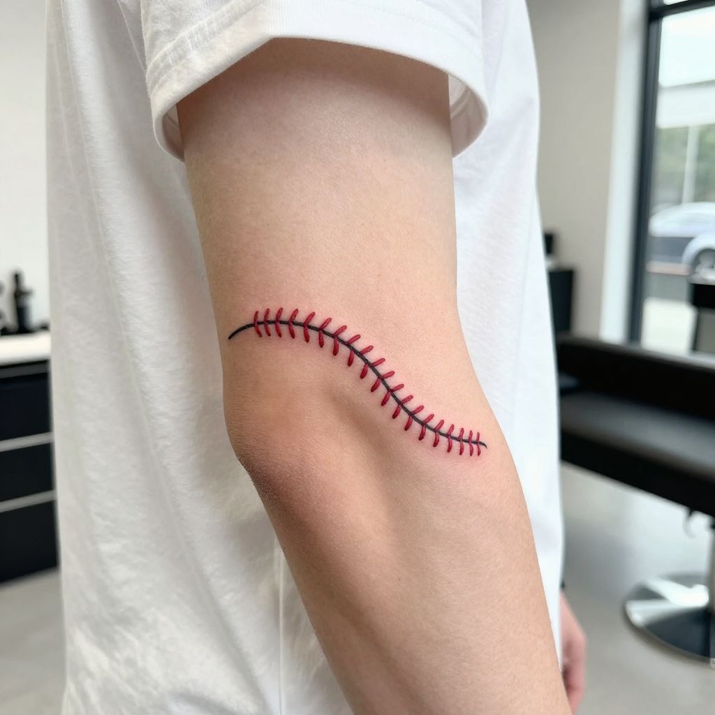 Minimalist Baseball Stitch Line
