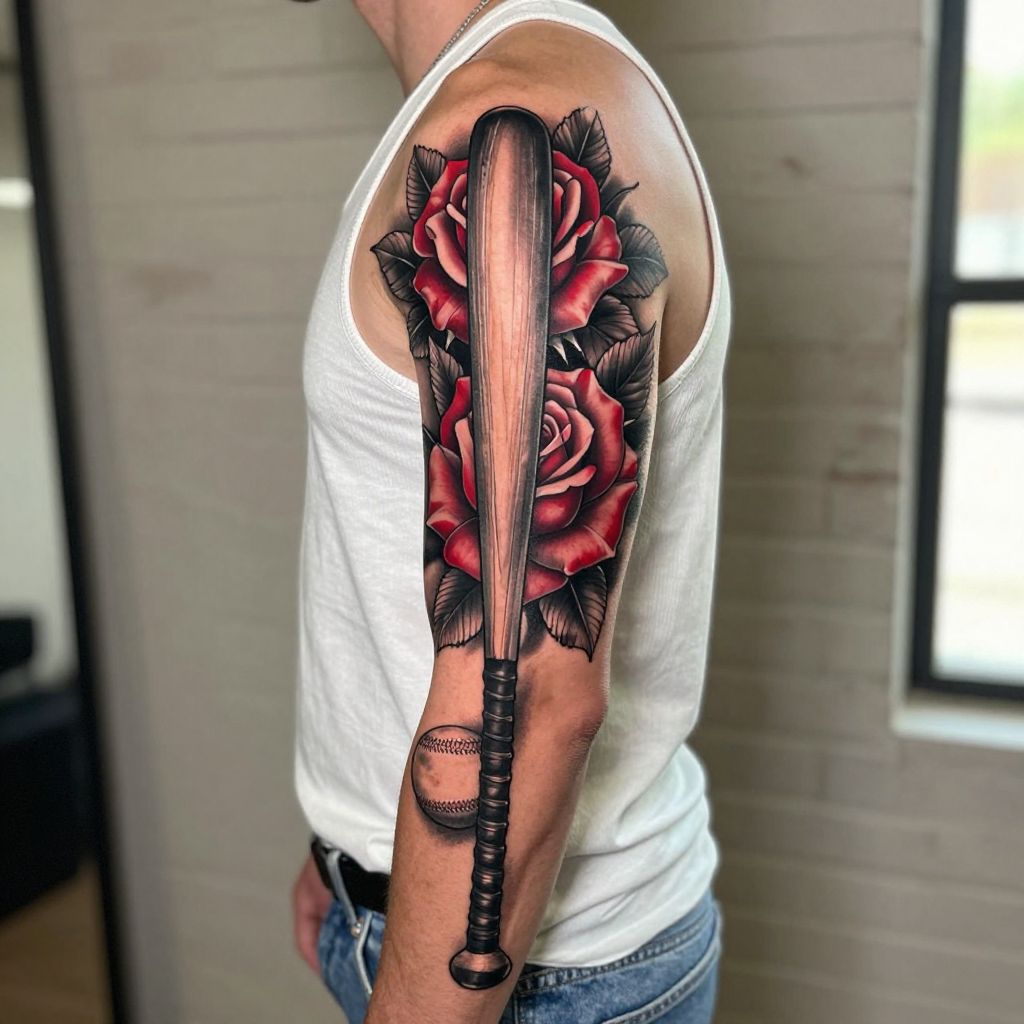 Baseball Bat and Roses