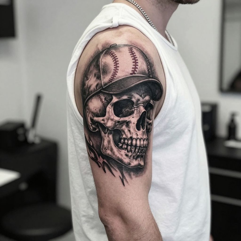 Baseball Skull with Cap