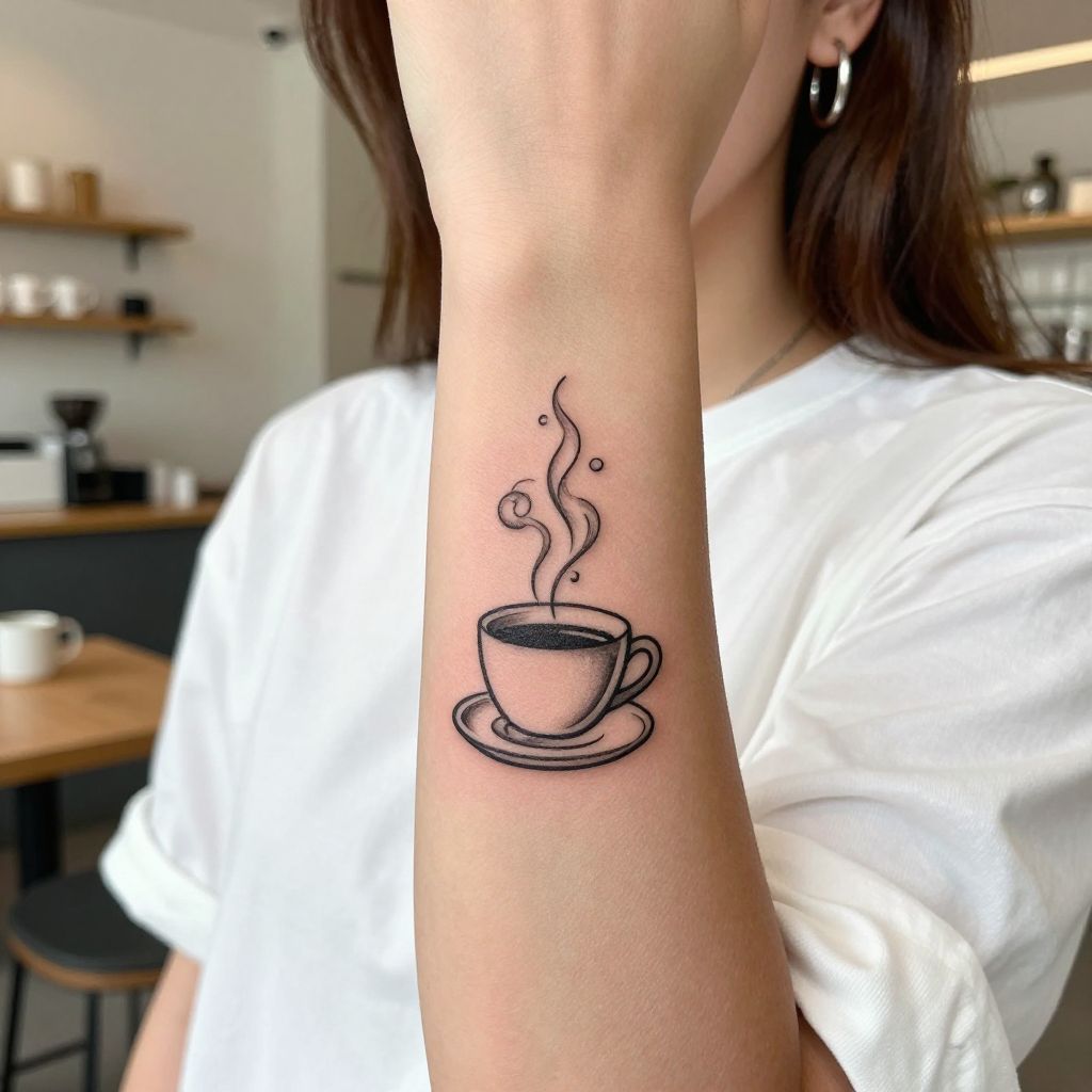 Coffee Cup with Steam Art Tattoo