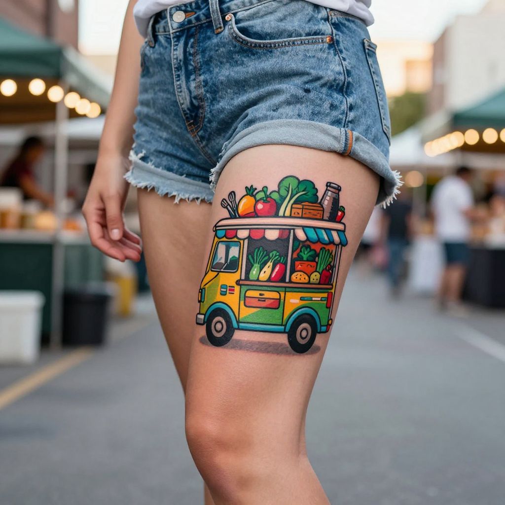 Food Truck or Market Cart Tattoo