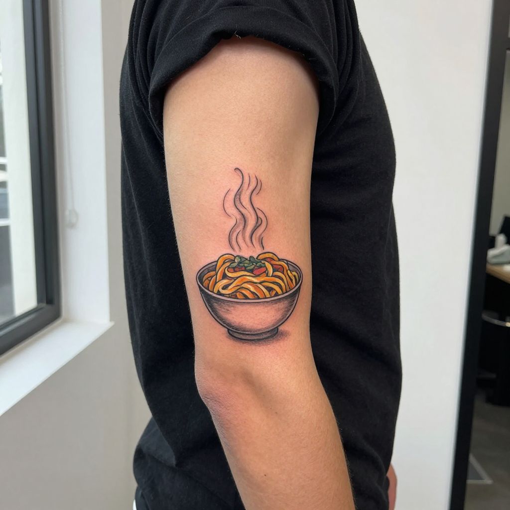 Pasta Bowl with Steam Design Tattoo