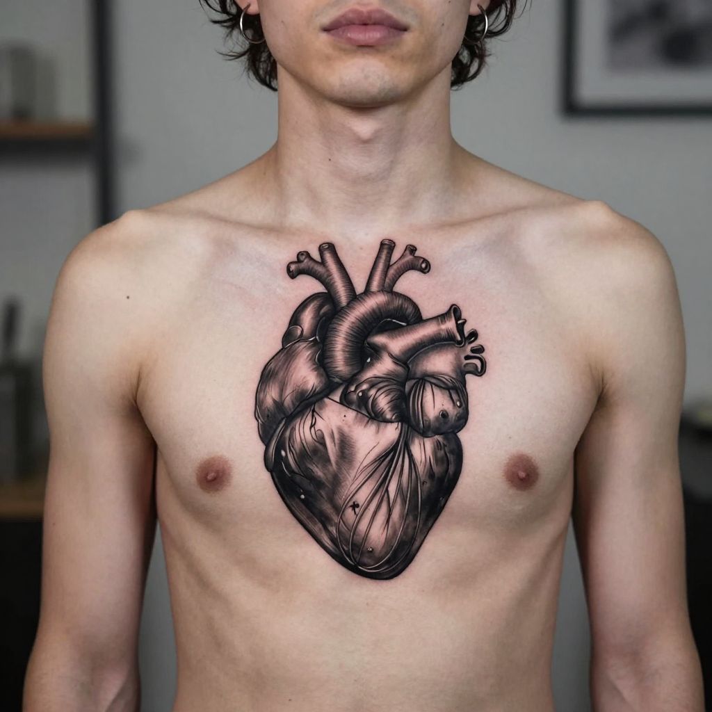 Anatomical Heart with Kitchen Tools Tattoo