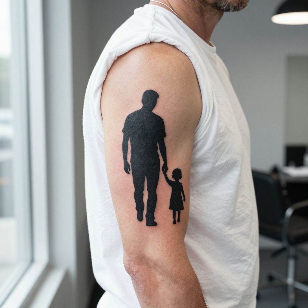 Silhouette of Dad and Child