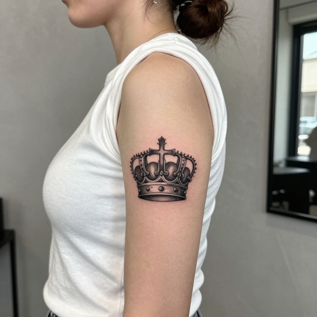 Crown with Cross Religious Design