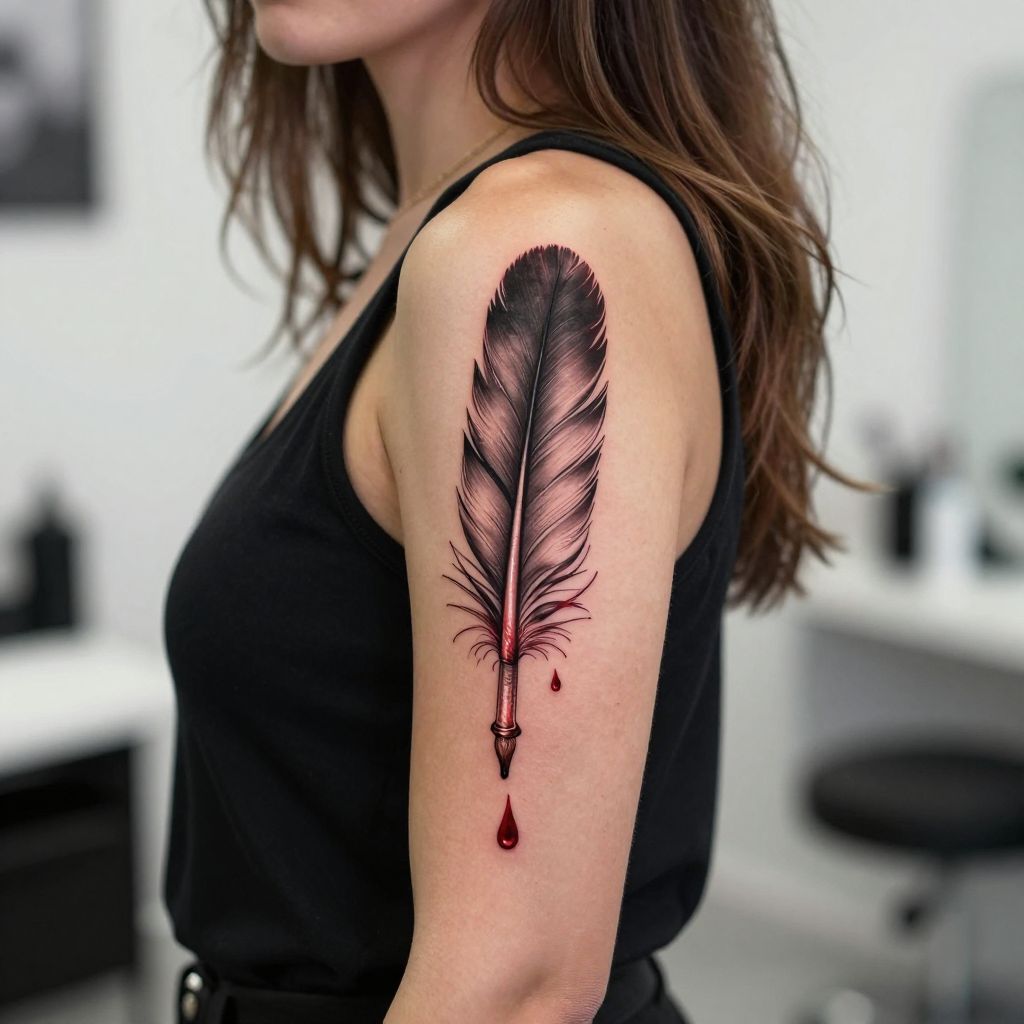 A Bleeding Quill Pen tattoo