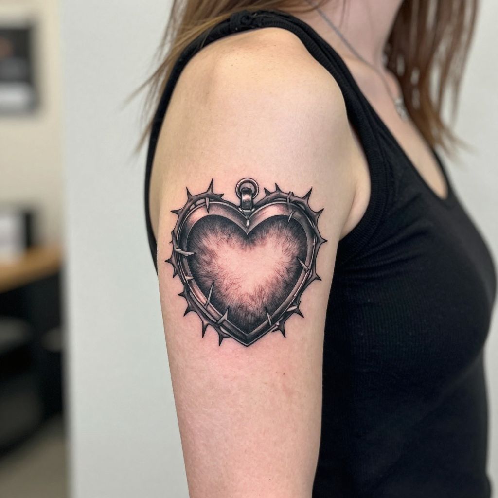 Thorned Heart Locket tattoo