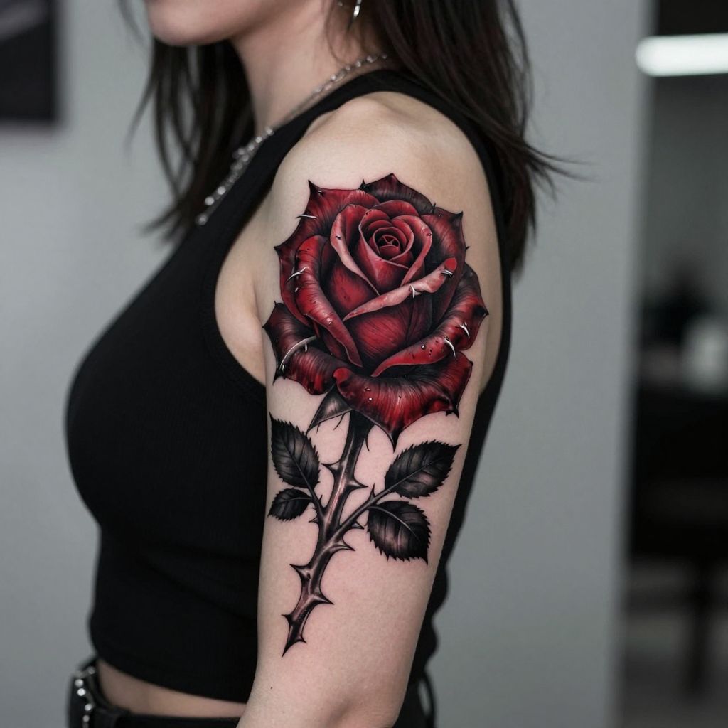 Gothic Rose Wrapped in Thorns tattoo