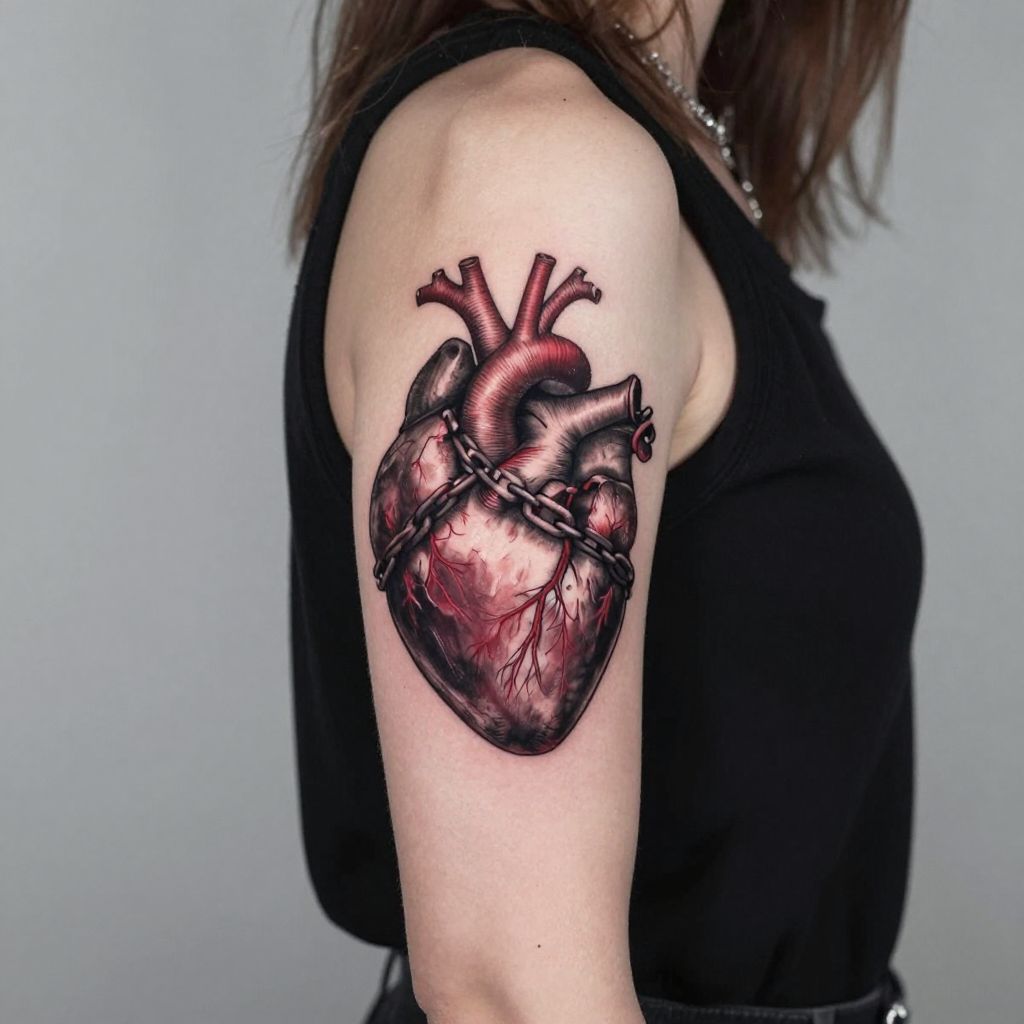 Inked Heart with Chains tattoo