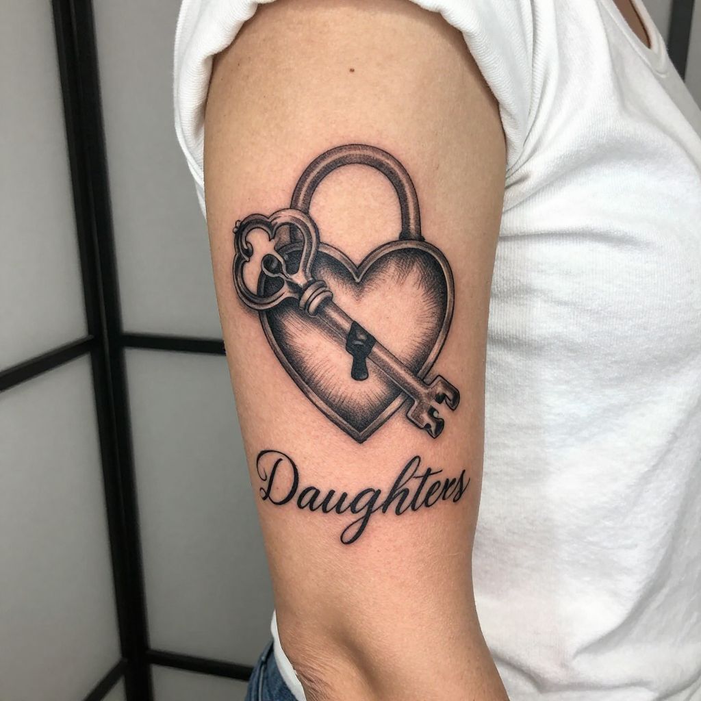Name with Heart Lock and Key