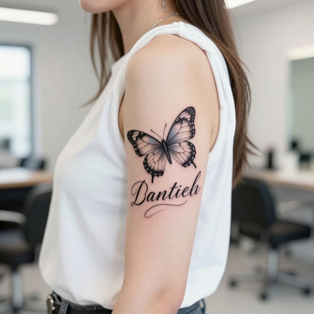 Name with Butterfly Illustration