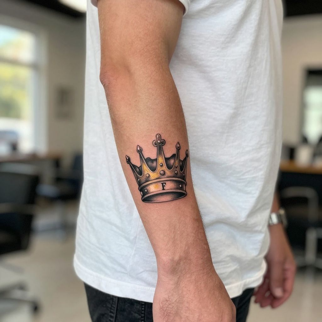 A Crown with Daughter’s Initial tattoo