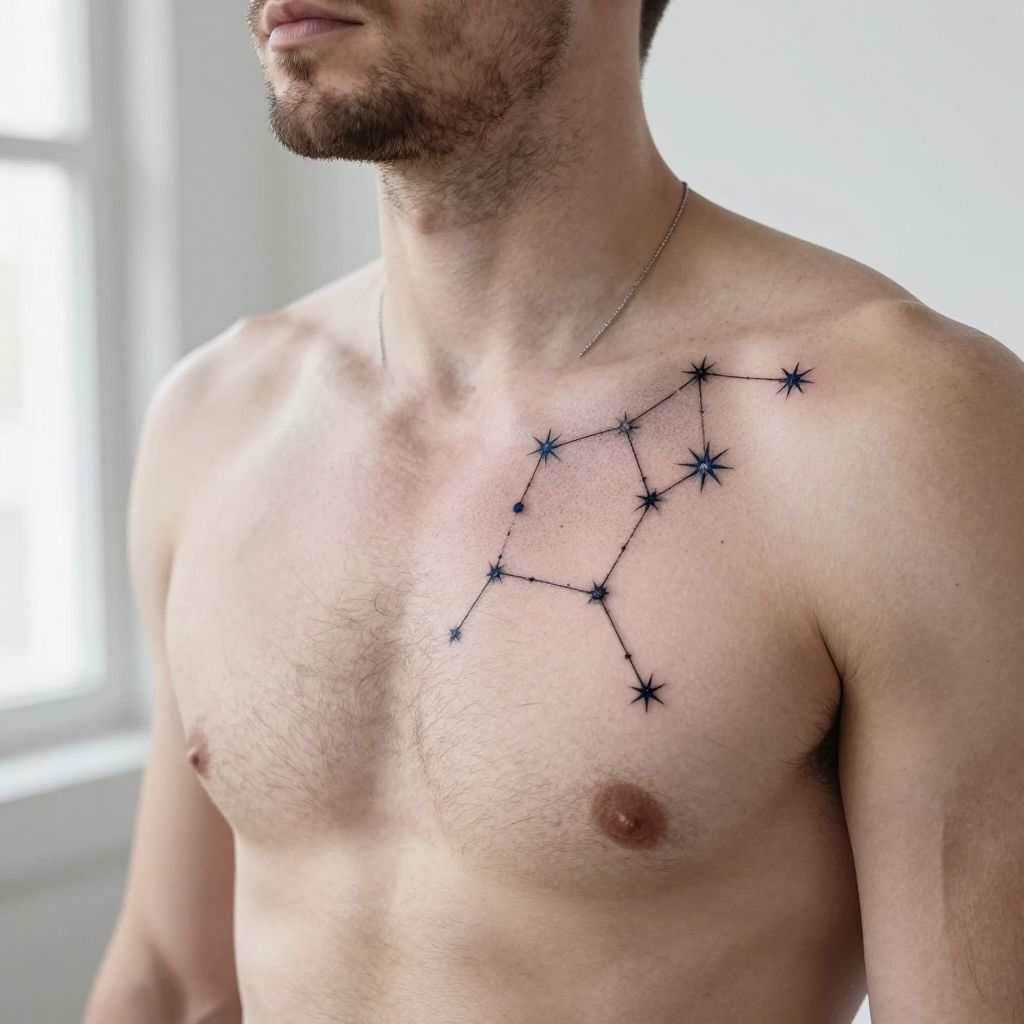 Star Constellation with Daughter’s Zodiac tattoo