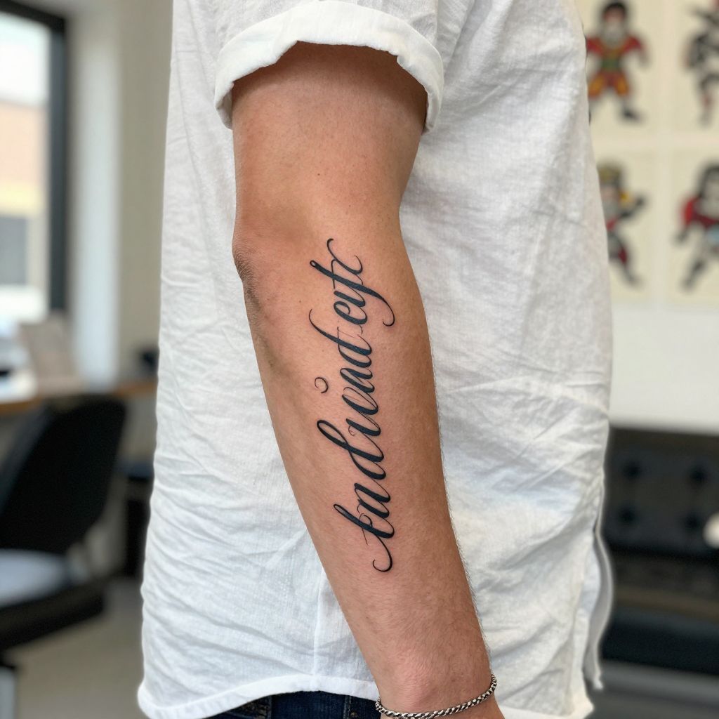 Her Name in Beautiful Script tattoo