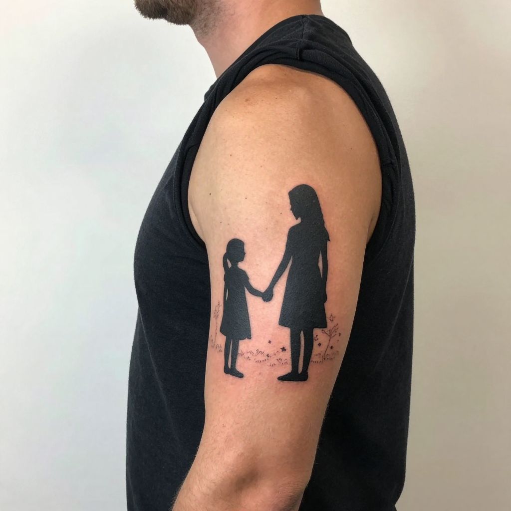 Dad and Daughter Silhouette tattoo