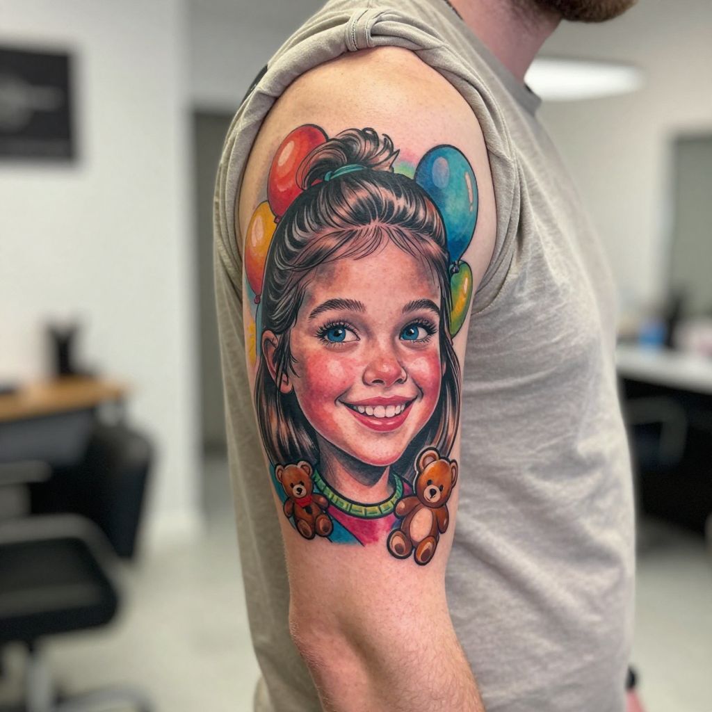Cartoon or Caricature Version of Your Daughter tattoo
