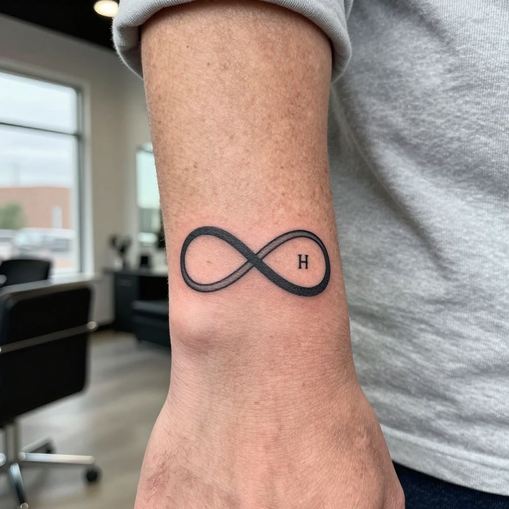 Infinity Symbol Plus Daughter’s Initial tattoo