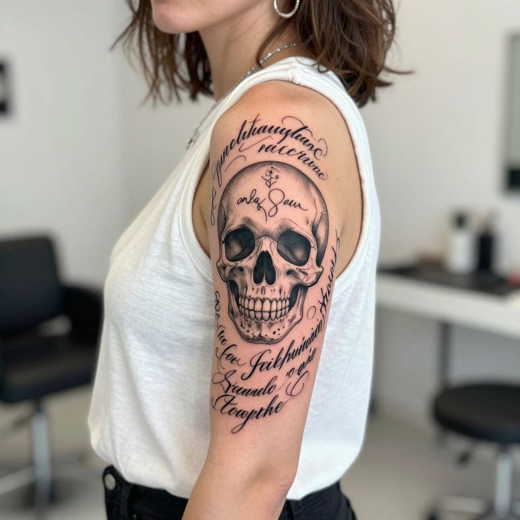 Calavera with Script Text